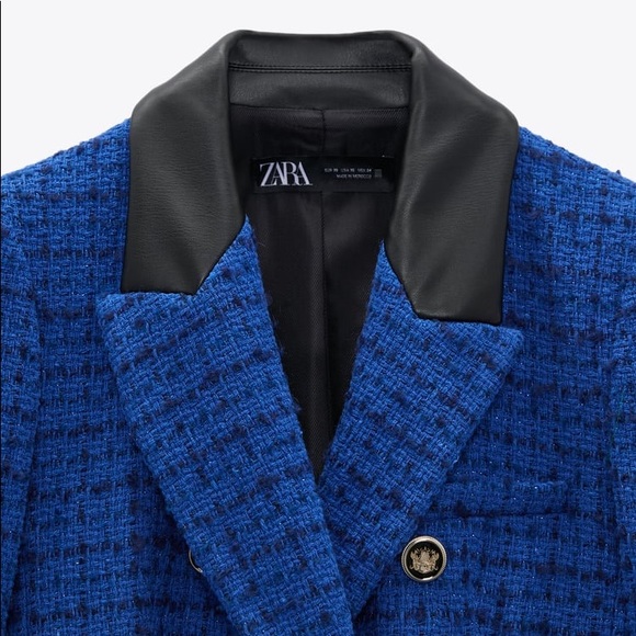 🔴LAST1️⃣ ZARA | NWT Combination TEXTURED BLAZER BLUE Blogger’s Fav Small Blue - Picture 13 of 14